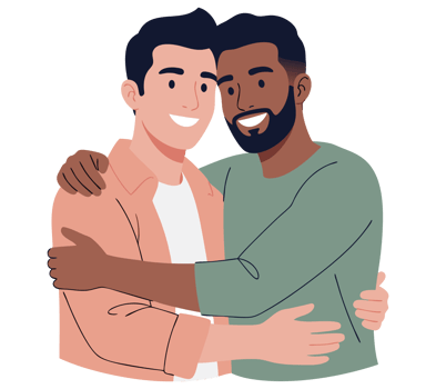 Two Diverse Men Embracing Each Other in a Happy and Supportive Moment of Togetherness and Friendship Representing Love and Acceptance png