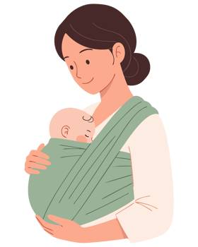 Heartwarming Mother and Baby Bonding Moment in Babywearing, Emphasizing Love and Family Connection through Gentle Embrace png