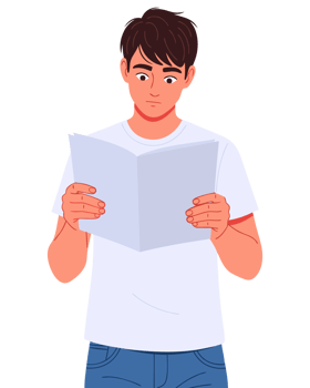 Young Man Engrossed in Reading a Book, Symbolizing Education, Knowledge Acquisition, and the Joy of Learning in a Contemporary Style Illustration png