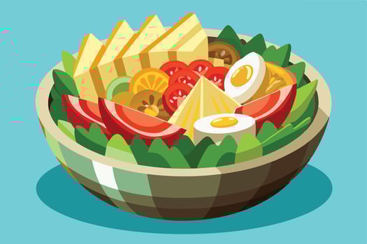 Vibrant and Delicious Fruit and Cheese Salad in a Rustic Bowl, a Delightful Summer Meal vector