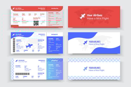 A Set Of Airways tickets and boarding passes Bundle. vector