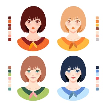 Illustration of four styled characters vector