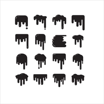 Collection of dripping black liquid shapes and forms vector