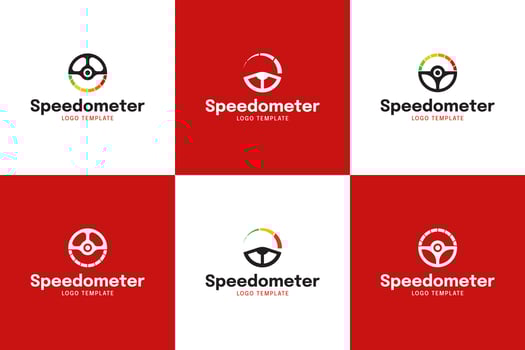 Set collection of steering wheel and speedometer logo design template illustration vector