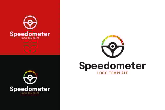 Modern steering wheel and speedometer logo design template illustration vector