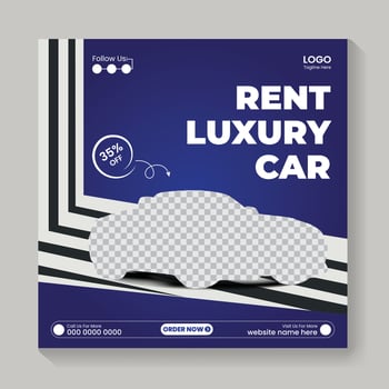 Luxury car rental social media post design, Instagram post template, and Editable car repair service banner. vector