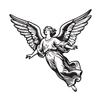 hand drawn winged angel vector