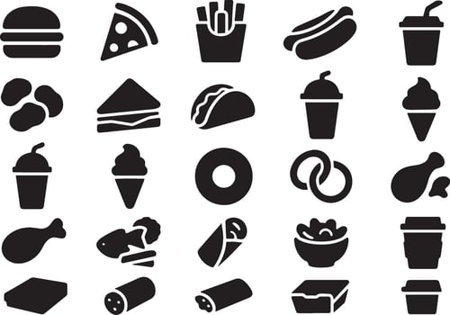 Fast food icons burger pizza vector
