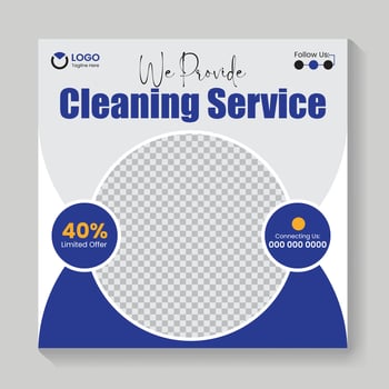 Reliable cleaning services social media post clean design template vector