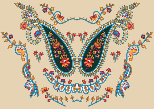 A beautiful Baroque Ornament style border design handmade artwork ornament pattern with watercolor, repeat floral texture, vintage background hand drawing search hd flowers broder vector