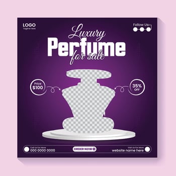 perfume social media post templates designed to promote perfumes, cosmetics, and beauty products. vector