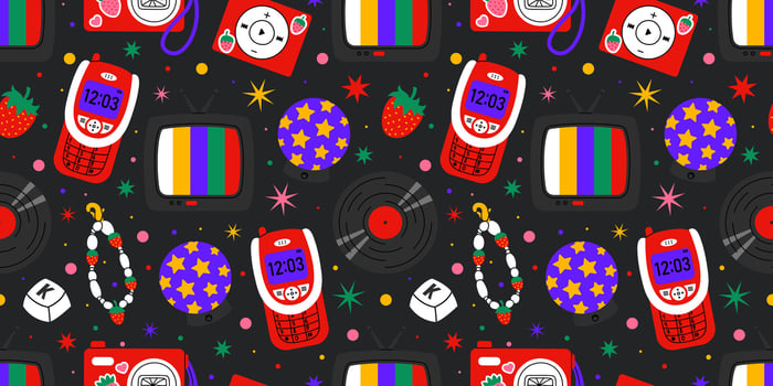 Colorful retro gadgets pattern design vector