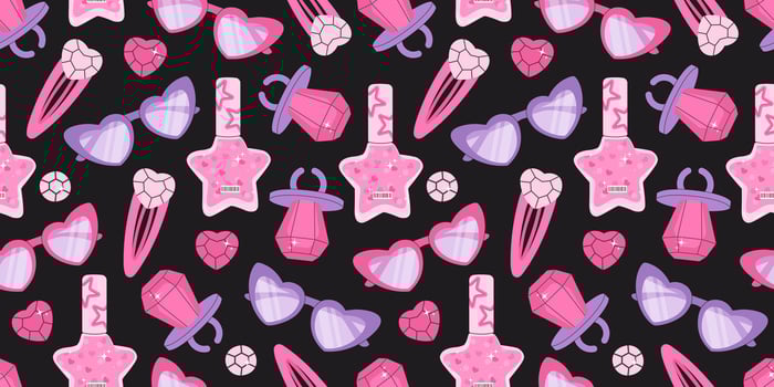 Fashion accessories pattern in pink and purple vector