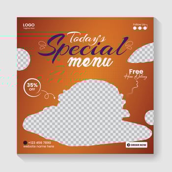 Special menu with discount and delivery option vector
