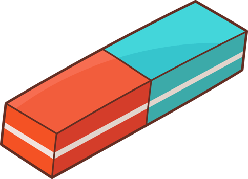 Two-toned rectangular rubber object, often used to remove pencil marks. png