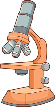 Stylized scientific microscope for labs, researchers and medical testing. png