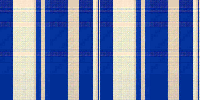 Vibrant blue and cream plaid textile pattern. Perfect for fashion, home decor, or website backgrounds. This classic design offers a timeless appeal and versatile style. vector