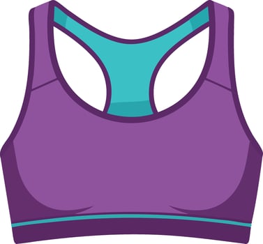 Purple and turquoise sports bra for women activewear fitness apparel illustration vector