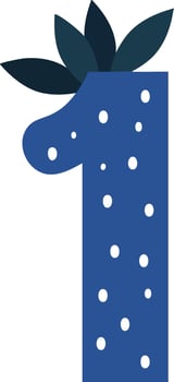 Number One Symbol with Blue Color and Leaf Decoration Illustration for Counting and Design Purposes vector