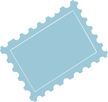 Blue postage stamp illustration with perforated edges and blank center design for mail and correspondence graphic vector