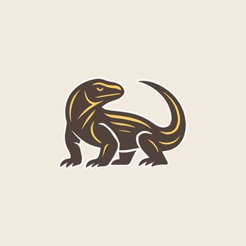Full body monitor lizard silhouette logo in minimal style, vector