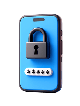 Smartphone security concept, 3d phone with password lock icon, secure login authentication png