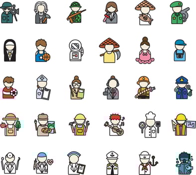 Variation of profession of people with simple illustration icon. vector