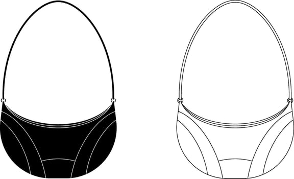 outline silhouette Hobo bag icon set vector