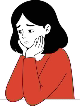 Sad Woman with Hands on Face vector