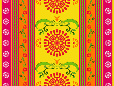 Colorful floral design on yellow background vector