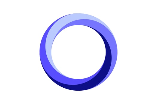 Impossible circle shape. Purple blue optical line symbol. Twisted mobius strip. Infinite loop object. Abstract unreal geometric form. Solid puzzle design element for logo, icon, label, tag. vector