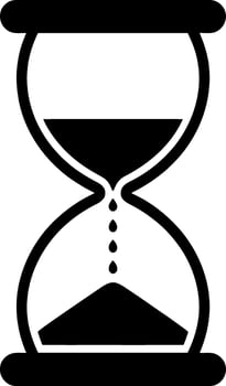Black and white illustration of an hourglass with sand falling representing time passing deadlines and time management concepts vector