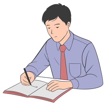 Learning Working on Cartoon Illustration assignment vector