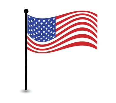 Illustration of the waving American flag in the Pole. vector