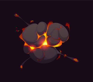Bomb explosion blast effect, cartoon comic fire vector