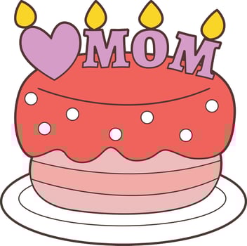 A birthday cake for mom. The theme of this card design is Mothers Day. vector