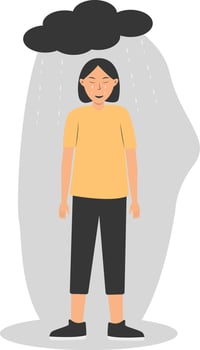 Young Woman Mental Disorder in Cartoon Design vector