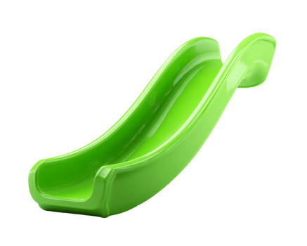 Bright Green Plastic Playground Slide on Transparent Background png