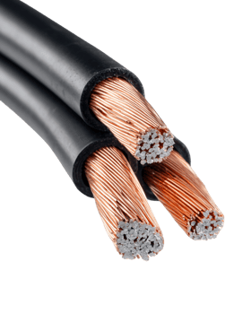 Closeup of Three Copper Wires with Black Insulation png