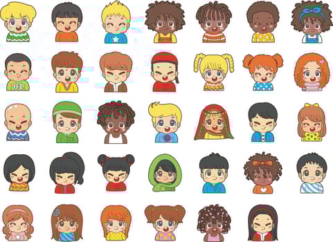 Avatar of boy and girl kids. vector