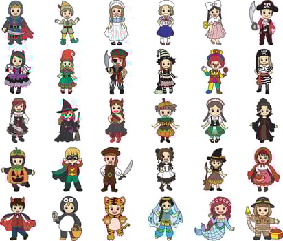 kids costume in halloween party. vector