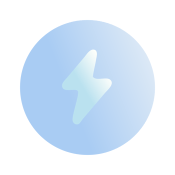 Simple blue circle with a light blue lightning bolt symbol isolated on transparent background png