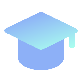 Graduation cap icon with blue and purple gradient isolated on transparent background png