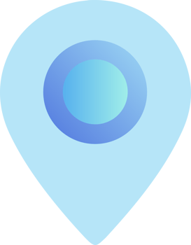 Abstract blue gradient location pin icon isolated on transparent background png