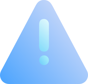Blue gradient triangle with exclamation mark warning symbol isolated on transparent background png