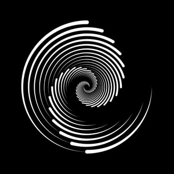Spiral lines element. Radial spinning stripes texture. Circle swirl shape. Abstract geometric background design for poster, banner, logo, icon, collage, tattoo, sticker, tag, emblem. vector