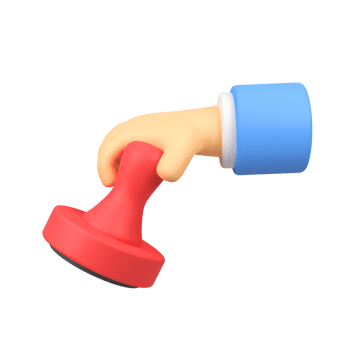 Hand holding office stamp isolated 3d render icon illustration png