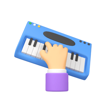 Hands playing keyboard piano isolated 3d render icon illustration png