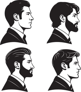 Human Profile Silhouette Art Bundle vector