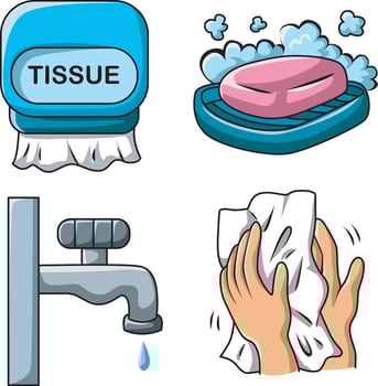 Icon of soap and hand wash. Hand wash icons for education vector
